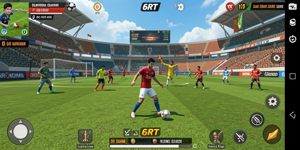 Screenshot utama 6RT menampilkan gameplay olahraga yang intens dan menarik.