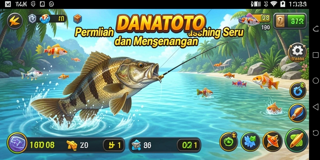 Tampilan gameplay seru dan realistis memancing di DANATOTO.