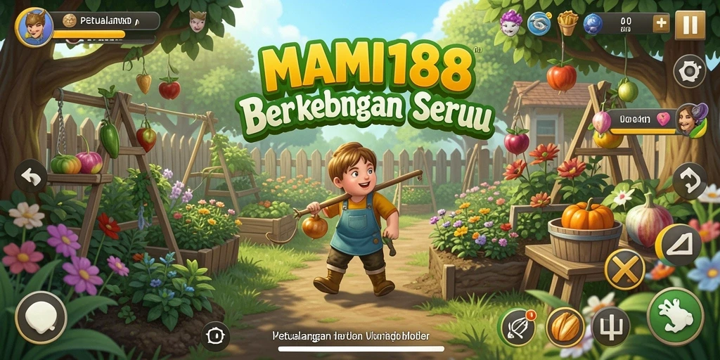 Tangkapan layar gameplay MAMI188 menunjukkan keindahan berkebun yang interaktif.