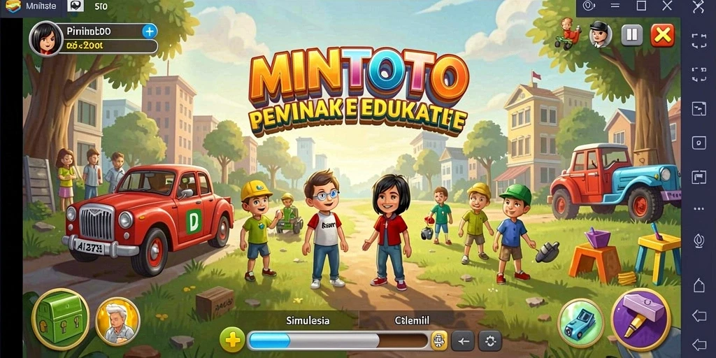 Screenshot MINTOTO yang menunjukkan gameplay simulasi yang menarik dan interaktif.