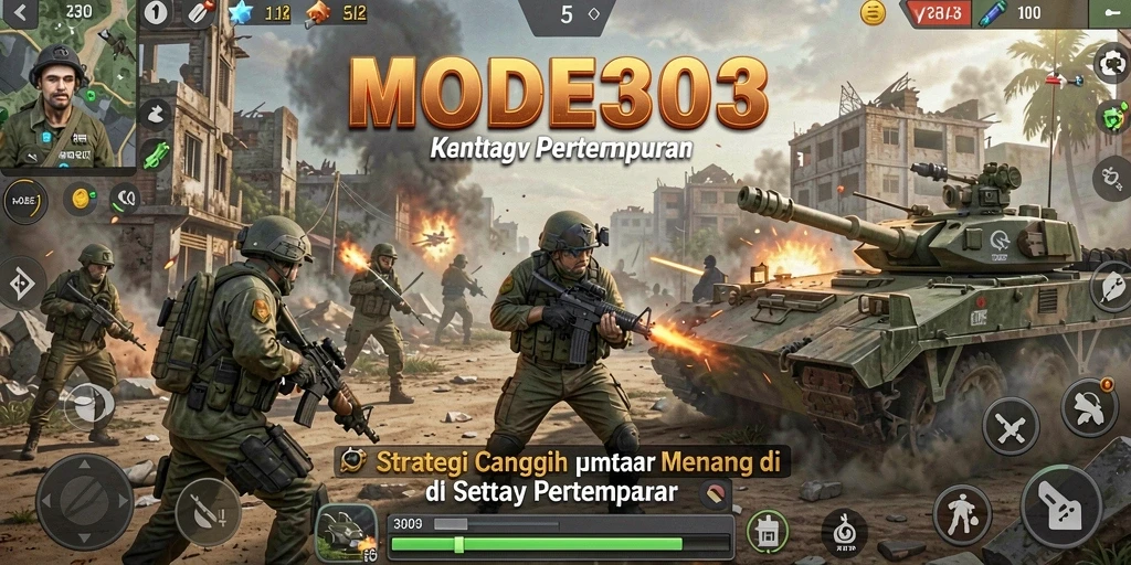 Tampilan utama gameplay MODE303 menampilkan pertempuran strategi yang menarik.