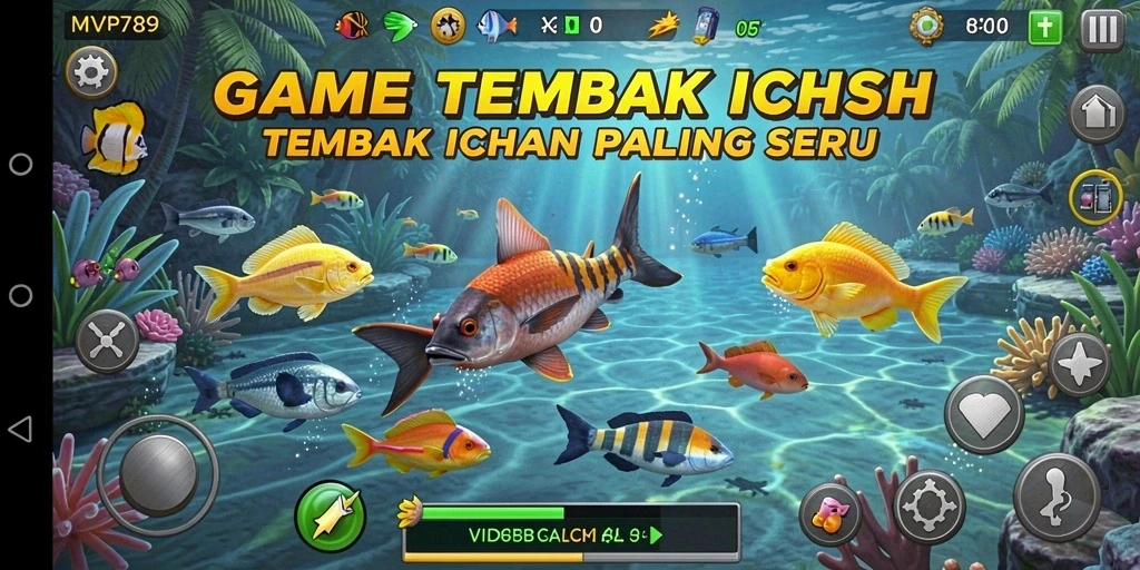 Screenshot menunjukkan aksi menembak ikan yang seru di MVP789.
