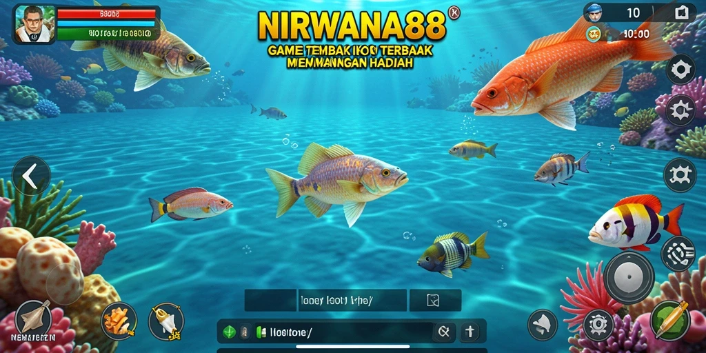 Menampilkan aksi seru dalam bermain Tembak Ikan di NIRWANA88.