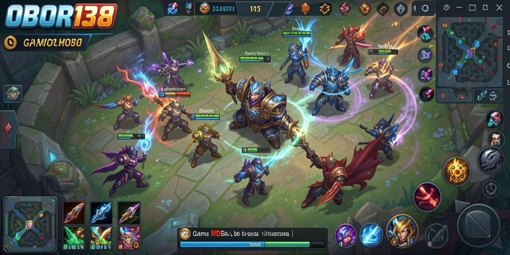 Tampilan screenshot utama OBOR138 menampilkan aksi seru gameplay MOBA.