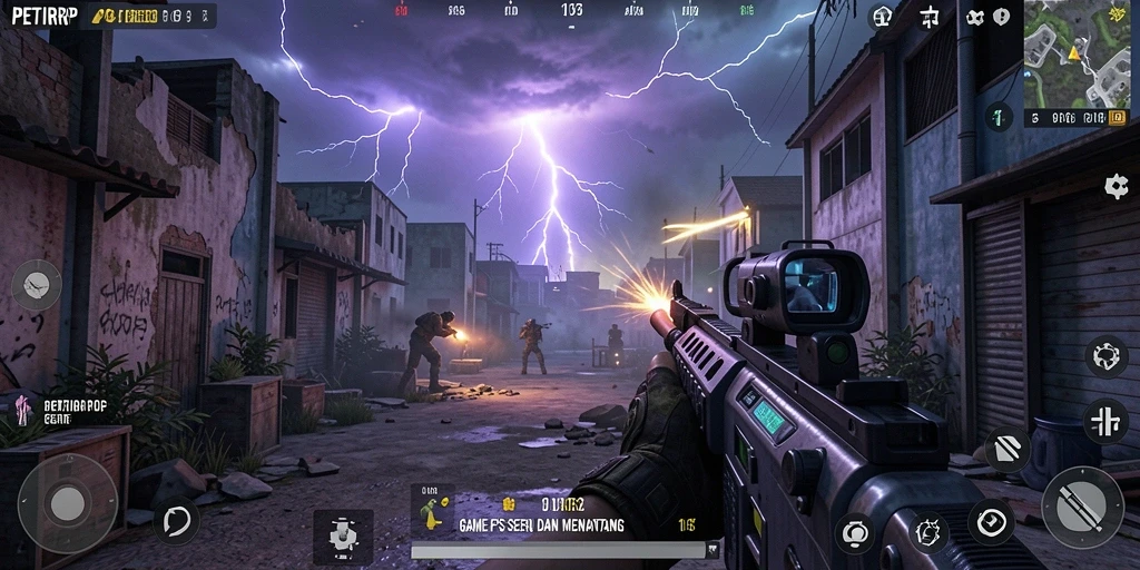 Gameplay intens PETIRRP dengan aksi tembak-menembak yang seru.