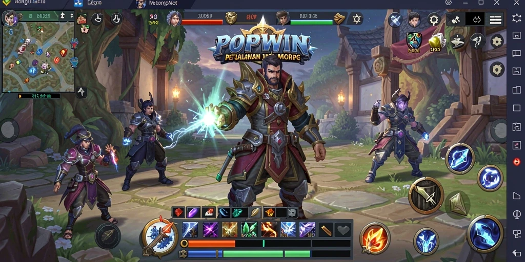 Tampilan gameplay <strong>POPWIN</strong> yang menakjubkan dengan petualangan MMORPG yang mendebarkan.