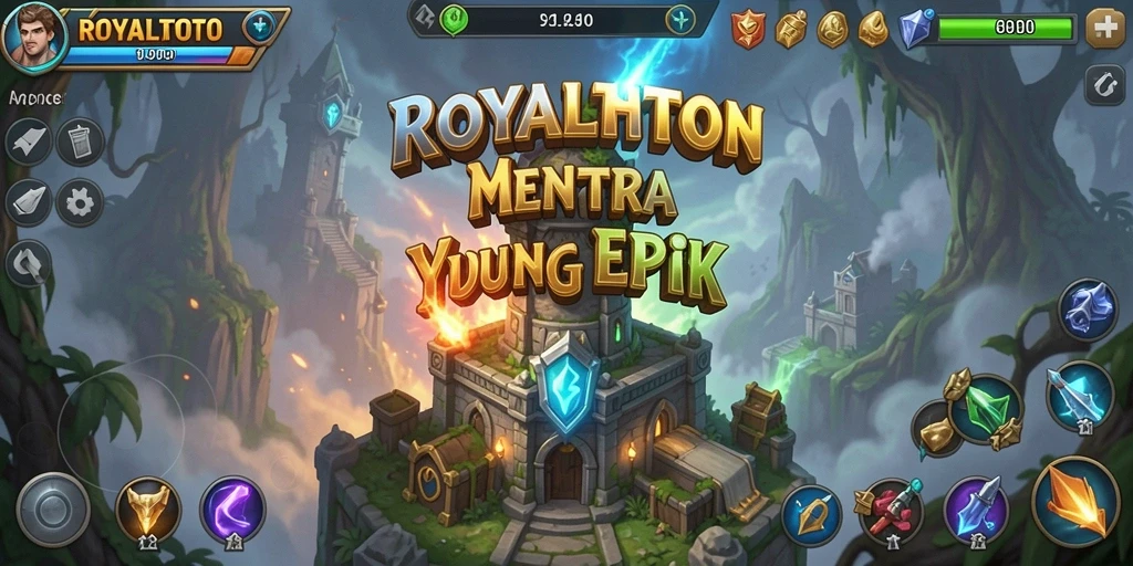Tampilan gameplay <strong>ROYALTOTO</strong> yang menarik dengan pertahanan menara yang strategis.