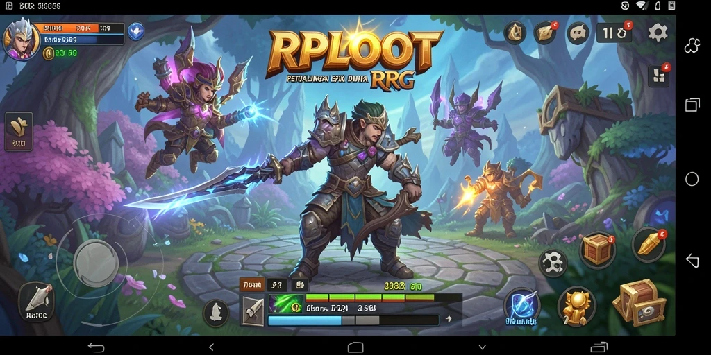 Tangkapan layar gameplay RPLOOT yang menampilkan pertarungan seru dan eksplorasi dunia.