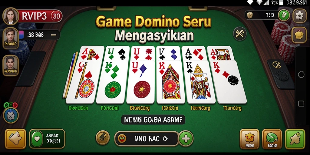 Tampilan permainan Domino yang mendebarkan dan seru.