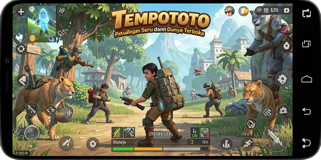 Gameplay seru di dunia terbuka TEMPOTOTO yang penuh petualangan.