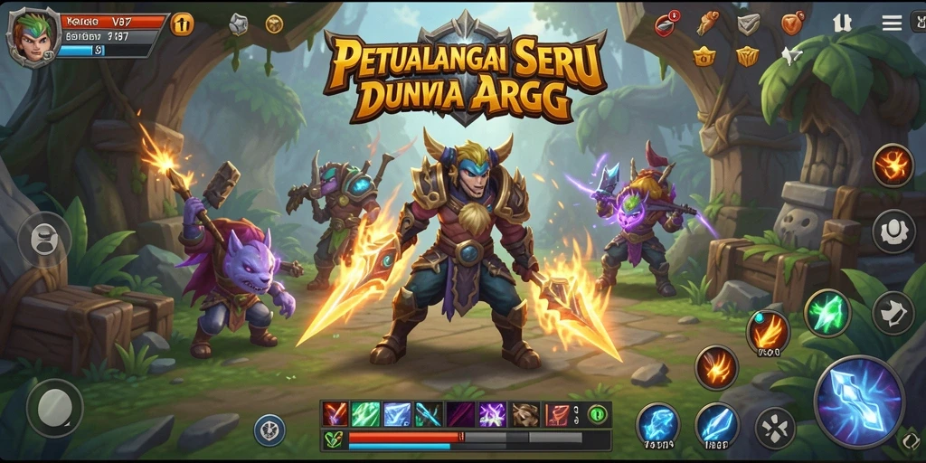 Screenshot gameplay V87 menampilkan aksi pertempuran seru di dunia ARPG.
