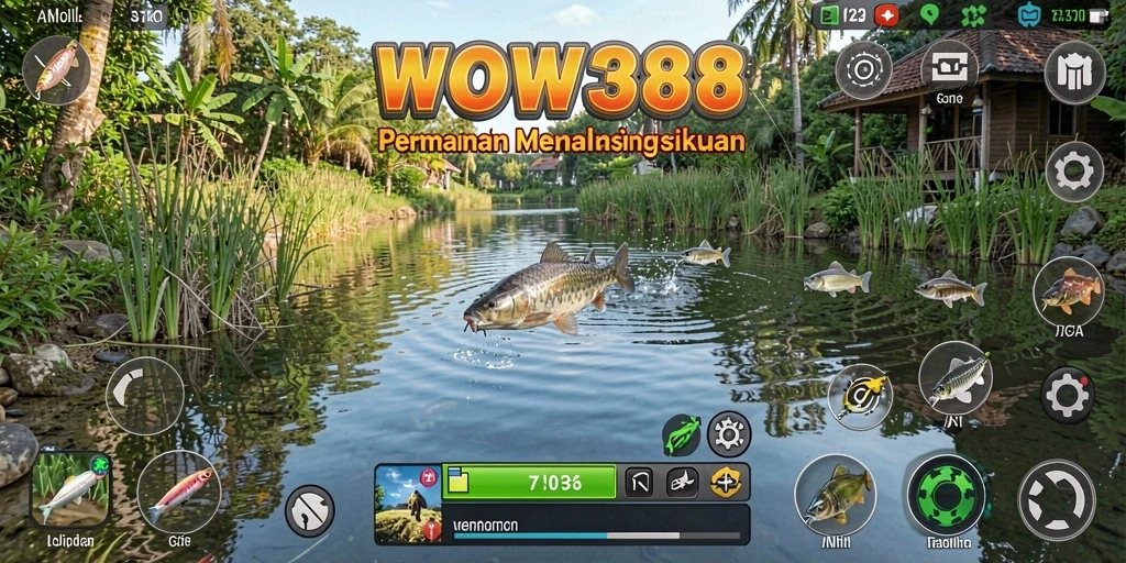 Tampilan gameplay WOW388 yang menakjubkan saat menangkap ikan.